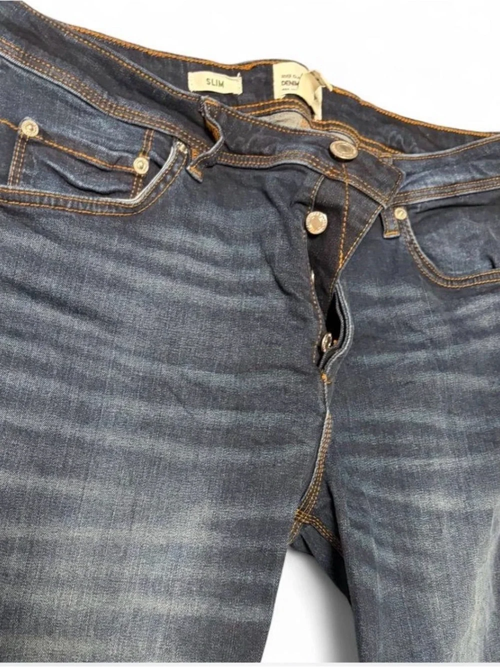 River Island Men's Dark Blue Slim Jeans